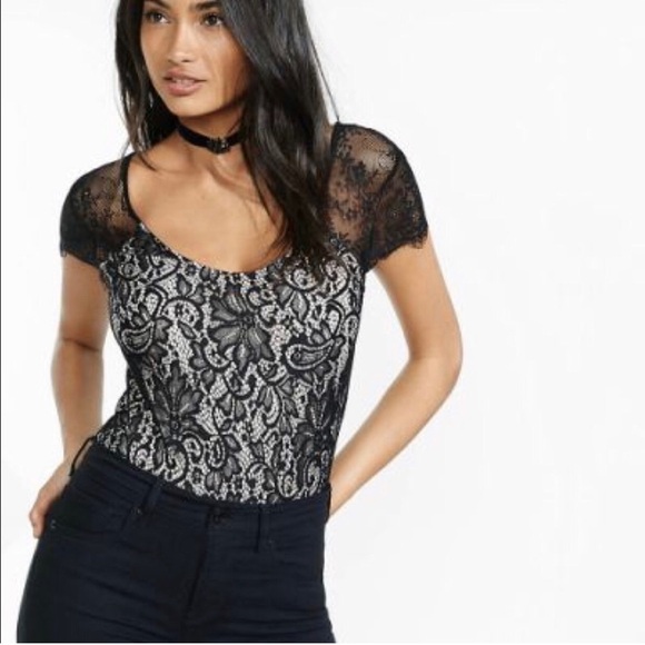 EXPRESS Black Lace Bodysuit - Picture 1 of 5